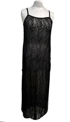 Raven clothing, black fitted see through cobweb dress.  Rare find vintage Raven This is a fitted spaghetti strap  black cobweb  stretchy fitted dress . It has slits for easy walking It is a size Sm This would fit a 10 to 14  Uk vintage stock . Thank you for looking Cobweb Dress, Raven Halloween, Strappy Dress, Clothing Black, Strappy Dresses, Black Fits, Dress Clothes For Women, Fitted Dress, Spaghetti Strap