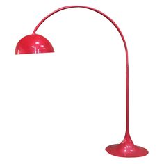 a red floor lamp on a white background