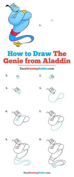 how to draw the genie from alaadn in easy drawing guides for kids and beginners