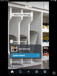 the app is showing how to set up shelves