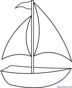 a boat with sails is shown in black and white, as well as an outline