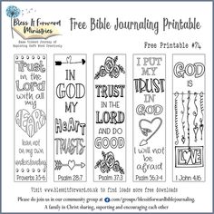 the printable bookmarks for bible journaling are available in three different colors and designs