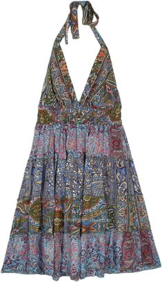 This is a patchwork halter style dress made from garment industry excess fabric pieces.  This summer short dress is a classic, with its patchwork floral and paisley prints all over - it is unique and flattering. #tlb #Misses #vacationclothing #beachwrap #Fall #Floral #Patchwork #bohemianfashion #BohoDress #RetroDress Halter Neck Dress Casual, Granola Outfits, Short Summer Dress, Boho Whimsical, Long Wrap Skirt, Ropa Aesthetic, Halter Style Dress, Hippie Dress, Earthy Outfits