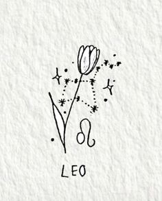 a drawing of a flower with the word leo written in it's middle corner