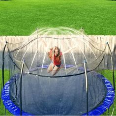 Coreus Trampoline Sprinkler for Kids Trampoline Sprinkler is a great summer outdoor water toy for kids. It will be an absolute summer favorite for outside activities and games! Size: 39'.  Color: Black. Waterpark Backyard, Lakehouse Backyard, Trampoline Tricks, Trampoline Sprinkler, Diy Outdoor Toys, Backyard Water Parks, Backyard Accessories, Backyard Sports, Playhouse Ideas