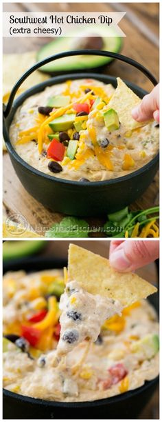 the process to make this quesadilla dip is shown in three different pictures