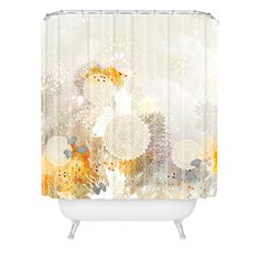 a shower curtain with an abstract floral design on the front and back of it,