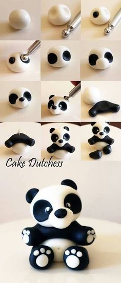 instructions to make a panda bear cake topper