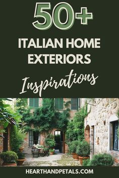 Quaint courtyard retreat in an Italian home with lush greenery and patio furniture. Italian Homes Exterior, Italian Home Exterior, Italian Courtyard, Home Exteriors, Italian Home, Italian Garden, Vespa Scooters