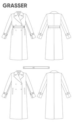 the front and back views of a trench coat