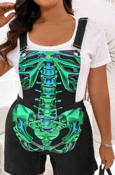 Skeleton Overalls Women's size XL (12)  Perfect for spooky season!  Fast, free shipping! Skeleton Overalls, Skull Y2k, 90s Grunge, Overalls Women, Y2k 90s, Spooky Season, Skeleton, Gender Neutral, Overalls