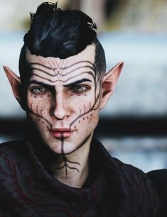 Costume Halloween Homme, Elven Makeup, Dragon Age Elf, Elf Tattoo, Music Festival Makeup, Dragon Age Funny, Male Elf, Elf Face, Elf Cosplay