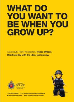 an advertisement for the police officer who has been fired to work on his job, and is