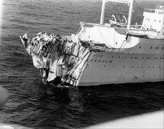 a large boat floating on top of the ocean