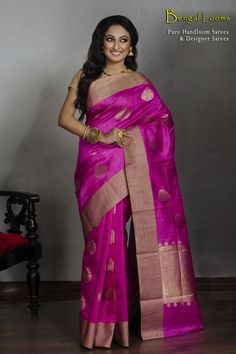 Beautiful Pure Handloom Tussar Silk Banarasi saree with Antique Zari. Pink Sarees, Phulkari Saree, Velvet Saree, Kasavu Saree, Silk Banarasi Saree, Kalamkari Saree, Jamdani Saree, Banarasi Saree