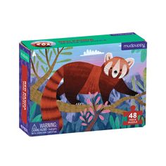 a puzzle box with an image of a red panda on a tree branch