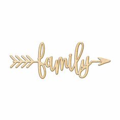 the word family spelled in cursive font with an arrow on it's side