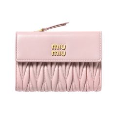 Miu Miu Bi-Fold Wallet For Women 5ml225 2fpp F0e18 Matelasse Alabastro Pink Lambskin (Leather) Hook Closure, 10 Card Slots, 1 Bill Slot, 3 Pockets, 1 Coin Compartment (Zipper) Made In Italy Valentino Wallet, Miu Miu Wallet, Miu Miu Bag, Lambskin Leather, Wallets For Women, Miu Miu, Pink Color, Bag Lady, Wallet