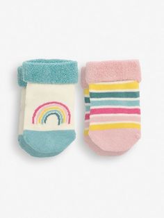 Multi Rainbow 2-Pack Baby Socks Welly Socks, Rabbit Baby, Pink Socks, White Socks, Pink Rainbow, Baby Leggings, Rainbow Design, Baby Design, Sock Gifts