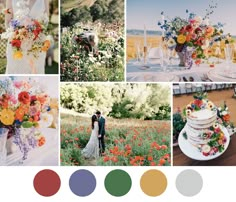 a collage of wedding photos with different colors