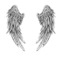 two black and white angel wings on a white background with the words, i love you