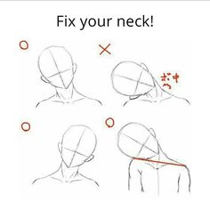 how to draw the head and neck with different angles for each part of the face