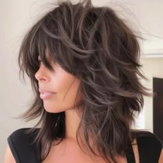 Wild Shag with Extreme Volume Mid Length Choppy Hairstyles, Sally Hershberger Shag, Shag Cuts For Thick Hair, Layered Shag With Fringe Short, Medium Shaggy Hairstyles Choppy Layers, Textured Layers Short Hair, How To Style A Shag Haircut Tutorial, 80s Shag Haircut, Shag With Highlights