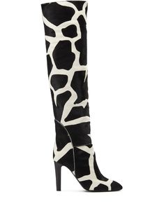 Shop Giuseppe Zanotti giraffe print boots Giuseppe Zanotti Boots, Bota Over, Black And White Heels, Print Boots, Giuseppe Zanotti Shoes, Boot Print, Giraffe Print, Sneaker Heels, Thigh High Boots