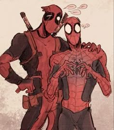 two deadpools standing next to each other