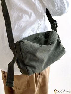 BirdinBag - Sleek Hobo Handbag - Exquisite Minimalist Design Casual On-the-go Shoulder Box Bag, Casual Travel Satchel In Solid Color, Casual Rectangular Khaki Shoulder Bag, Solid Color Rectangular Travel Bag, Rectangular Solid Color Travel Bag, Casual Solid Color Satchel Bucket Bag, Solid Color Square Shoulder Bag For Everyday, Versatile Solid Color Rectangular Bag, Casual Square Bag