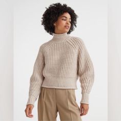 Condition: New Without Tags, Never Worn Size: Xsmall See Actual Photo For The Color. See The Green Sweater Stockphoto For Exact Style When Worn. Sweater Hm, Hm Sweater, Chunky Oversized Sweater, Cable Knit Turtleneck Sweater, Boxy Sweater, Cashmere Jumper, Mock Turtleneck, Us Open, Knitted Jumper