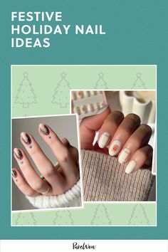 Ready to get in the festive mood? I compiled 30 holiday nails that everyone can wear, no matter their level of skill or spirit. Holiday Nail Ideas, Festive Holiday Nails, Holiday Manicure, Moon Manicure, Festive Manicure, Pearl Party, Holiday Nail