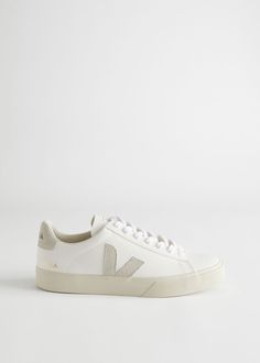 Veja Campo Leather Sneakers - White/Beige - Veja - & Other Stories US Mode Over 50, Mango Heels, H&m Heels, Basket Veja, Beige Sneakers, Timeless Shoes, Leather Boots Heels