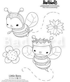 the little bees stamp set is shown in black and white