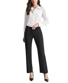 in stock Elegant Mid-rise Black Bottoms, Classic Mid-rise Pants For Formal Occasions, Classic Mid-rise Formal Pants, Elegant Black Mid-rise Bottoms, Classic Mid-rise Dress Pants For Office, Elegant Mid-rise Fitted Work Pants, Elegant Mid-rise Wide Leg Pants For Business Casual, Classic Mid-rise Dress Pants For Formal Occasions, Elegant Mid-rise Wide Leg Pants For Work