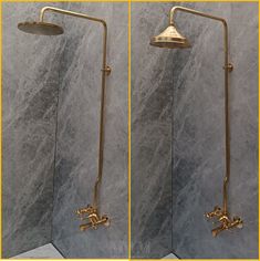 Introducing our exquisite handmade exposed shower system and bathtub set, a luxurious addition to any bathroom. Crafted with precision and care, this shower system is made from the finest quality unlacquered brass that will develop a natural patina over time, adding to its charm and character. Experience the ultimate showering experience with our exposed bathtub shower system, designed to provide a powerful and invigorating flow of water. With its sleek and timeless design, this shower system is sure to elevate the look and feel of your bathroom. - Materials: Unlacquered Brass - Dimensions: The dimensions are indicated in the photos - Unlacquered brass finish, it develops a natural warm patina. - Solid brass construction ensures quality and reliability - Number of Handles: 2 Handmade brass Wall Mount Kitchen Faucet, Star Shower, Rain Shower Head, Handmade Brass, Faucet Handles, Bathtub Shower, Tub Faucet, Unlacquered Brass, Rain Shower