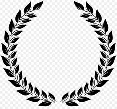 a black and white laurel wreath on a transparent background