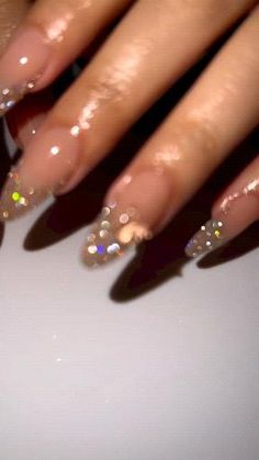 Champagne Nails, Bridesmaids Nails, Nails With Glitter, Shiny Nails, Almond Acrylic Nails, Sparkly Nails, Prom Nails, Luxury Nails, Pretty Acrylic Nails