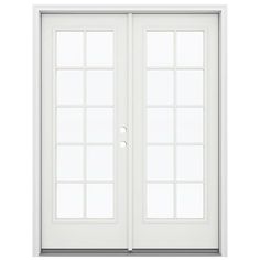 thermaic doors are shown in white with clear glass and sidelights on both sides