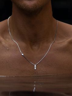 Silver Minimalist Collar  Titanium   Embellished   Men's Fashion Jewelry Guy Jewelry, Mens Silver Chain Necklace, Mens Silver Jewelry, Box Chain Necklace, Mens Jewelry Necklace, Mens Chain Necklace, Style Box