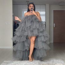 Prom Fantasy on Storenvy Layered Prom Dress, Orchid Dress, Tutu Women, High Low Prom Dress, Blue Tutu, Puffy Dresses, High Low Prom Dresses, Strapless Prom Dresses, Tulle Sleeves