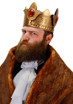 PRICES MAY VARY. Size: Standard Royally majestic: Your presence will command respect and admiration from all with this regal King Crown. Soft and comfortable: Made with soft fabric interior, ensuring a comfortable fit for hours of royalty. Easy to wear: Fastens securely with Hook and Loop fastener tabs on both ends, making it convenient to put on and take off. Exquisite design: Adorned with large red jewels and a gold finish exterior, adding a touch of grandeur to your royal ensemble. Introducin King And Queen Costume, Gold King Crown, King And Queen Crowns, Fairy Tale Costumes, King Costume, Cape Costume, Turkey Legs, King Crown, Royal King