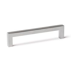 a stainless steel cabinet handle on a white background