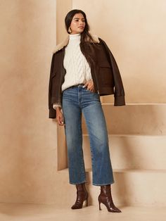 High-Rise Slim Wide-Leg Cropped Jean | Banana Republic Jeans For Tall Women, Wide Leg Jeans Outfit, Jeans Outfit Winter, Cropped Wide Leg Jeans, Best Jeans, Fall Fashion Outfits, Look At You