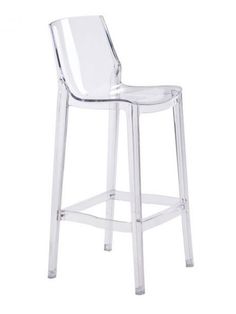 a clear plastic bar stool on a white background