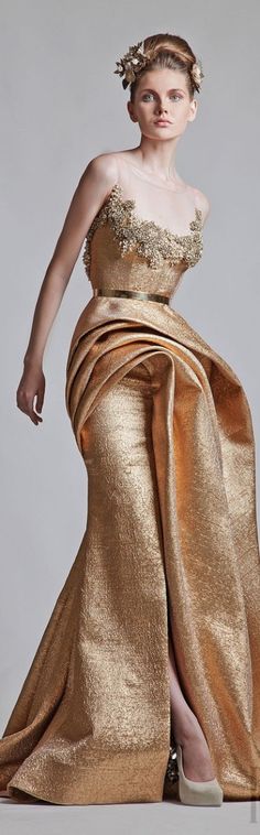 Krikor Jabotian couture 2013 ~ <3 Krikor Jabotian Couture, Krikor Jabotian, Collection Couture, Gold Gown, Style Clothes, Couture Gowns, Beauty And Fashion