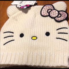 Knit Hello Kitty Hat Perfect For Winter One Size Fits Most Knit Hello Kitty, Hello Kitty Hat, Kids Accessories, Accessories Hats, Hello Kitty, Kids Shop, Kitty, Knitting, Hats