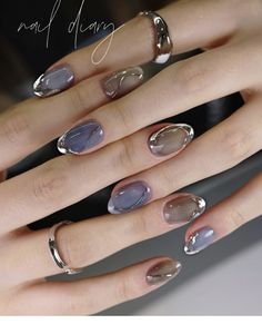 Metallic Nails Design, Pretty Gel Nails, Japanese Nails, Metallic Nails, Star Nails, Funky Nails, Chic Nails, Dope Nails, Manicure E Pedicure