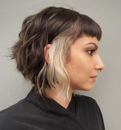 Short Bob with Blonde Peekaboo Highlights Short Brown Hair With Highlights, Peekaboo Highlights, Hair With Highlights, Short Brown Hair, Brown Hair With Highlights, Short Bob, Brown Hair, Short Hair, Highlights