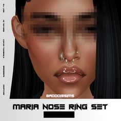 an image of a woman with nose piercings on her nose and the words, mario nose ring set